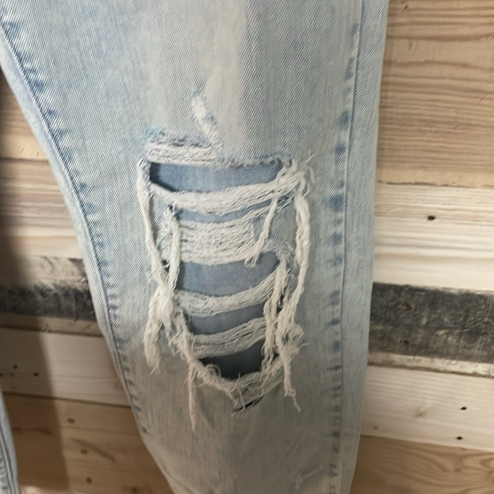 Eunina size 15 tobi super high rise distress mom Jean crop light wash no stretch - Picture 5 of 13